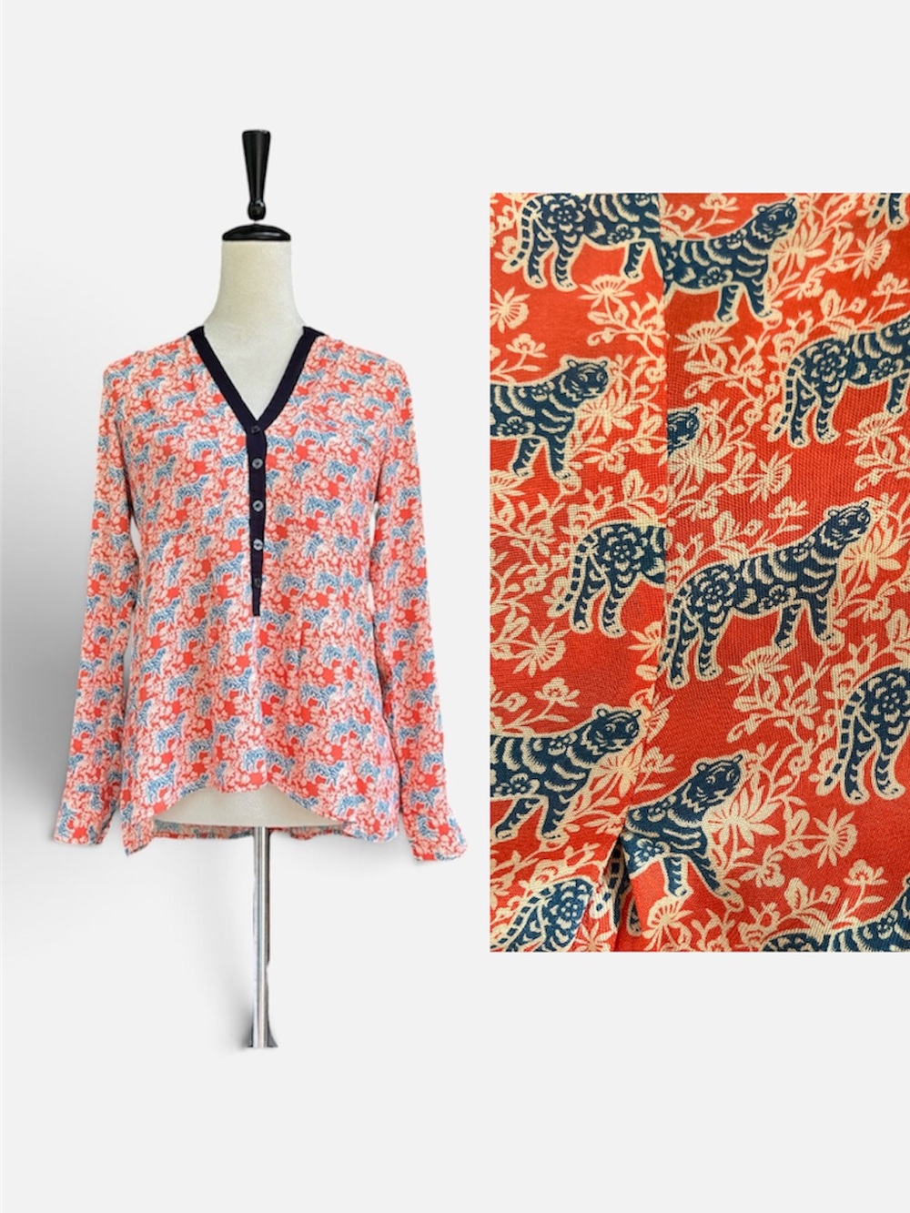 Anthropologie Vanessa Virginia Honore Tiger Print Blouse – Size 4